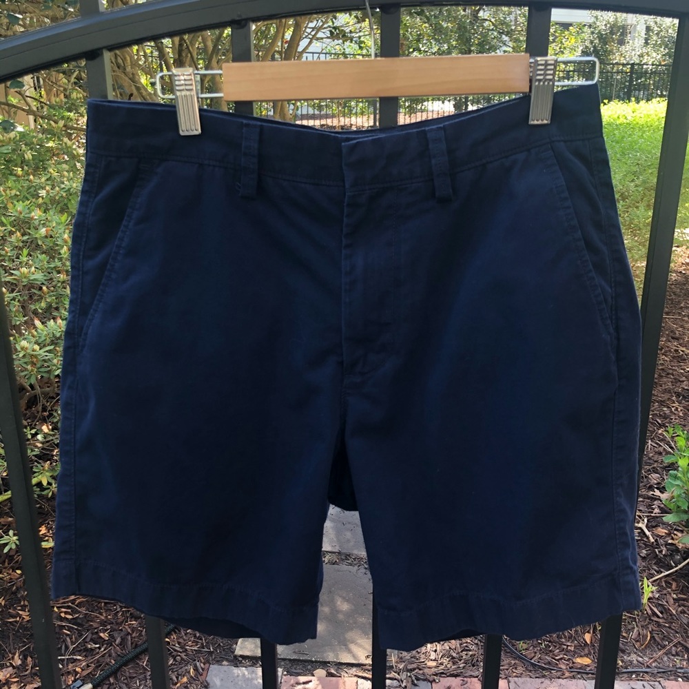 J Crew Navy 7” Flat Front Shorts 31 Waist